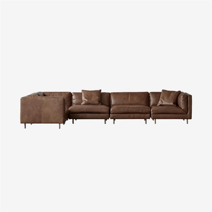 L-shaped Modular Brown Sofa