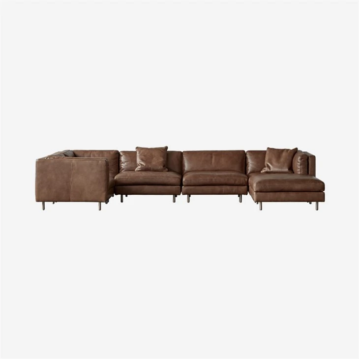 L-shaped Modular Brown Sofa